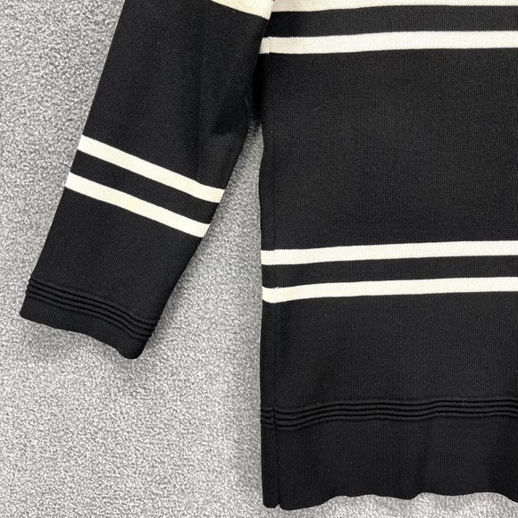 Style & Co Top sweater Woman Small S Black white stripe stretch knit round neck - Picture 7 of 12
